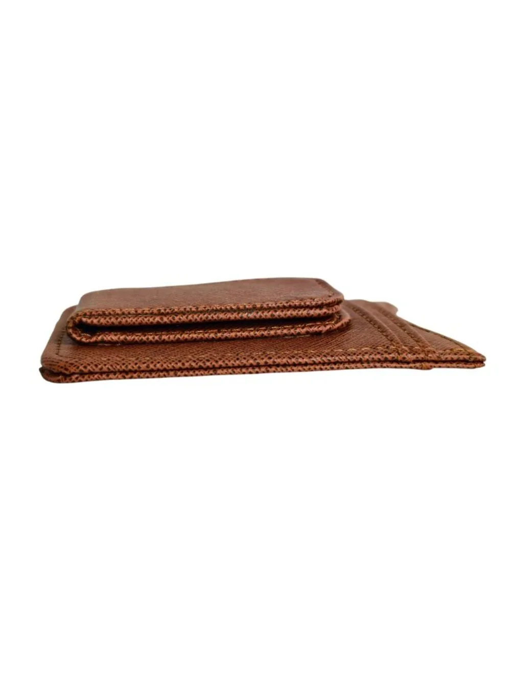 Mens Leather Minimalist Card Holder Wallet Brown ID Window Magnetic Money Clip